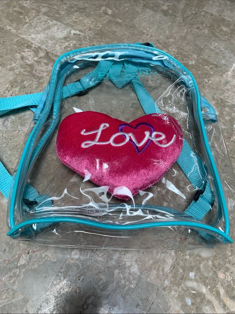 Cute Girl’s Disney Frozen Clear Backpack w/Turquoise Trim.Pre-Owned. Size:9x11.5